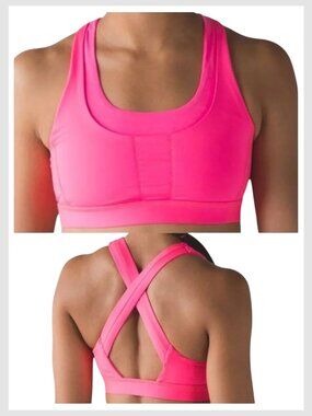 Lululemon Run Stuff Your Bra III Pink Cross Back Medium Support 4